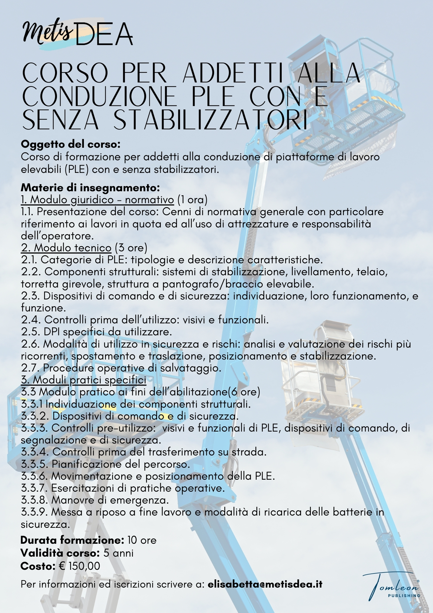 CORSO PER ADDETTI ALLA CONDUZIONE DI CARRI RACCOGLI FRUTTA (PLE senza  stabilizzatori)